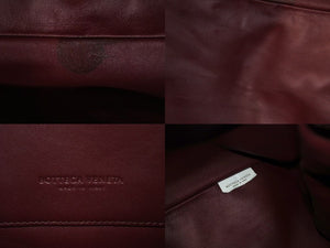 極美品 BOTTEGA VENETA ボッテガヴェネタ イントレチャート トートバッグ ハンドバッグ レザー ボルドー ゴールド金具 中古 4c076348