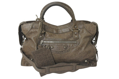 BALENCIAGA バレンシアガ ザ ジャイアント シティ 2WAYバッグ シルバー金具 ショルダーバッグ 281770 サンドベージュ 美品 中古 4c076373