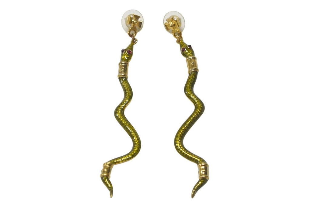 極美品 Vivienne Westwood ヴィヴィアンウエストウッド ピアス 両耳 スネーク 蛇 GP グリーン レッド ゴールド金具 中古 4c076376