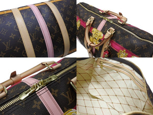 LOUIS VUITTON ルイヴィトン モノグラム サマートランク キーポル バンドリエール50 ボストンバッグ 2018年 M43613 イニシャル入り ブラウン 美品 中古 4c076391