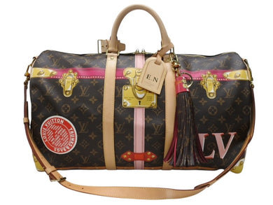 LOUIS VUITTON ルイヴィトン モノグラム サマートランク キーポル バンドリエール50 ボストンバッグ 2018年 M43613 イニシャル入り ブラウン 美品 中古 4c076391
