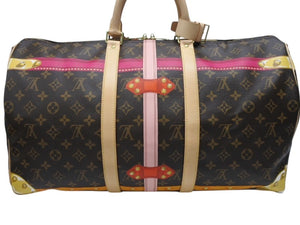 LOUIS VUITTON ルイヴィトン モノグラム サマートランク キーポル バンドリエール50 ボストンバッグ 2018年 M43613 イニシャル入り ブラウン 美品 中古 4c076391