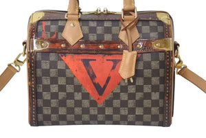 極美品 LOUIS VUITTON ルイヴィトン トランスフォームド ダミエ スピーディ バンドリエール 25 2WAY ハンドバッグ M52249 ブラウン ブラック ショルダーゴールド金具 中古 4c076392