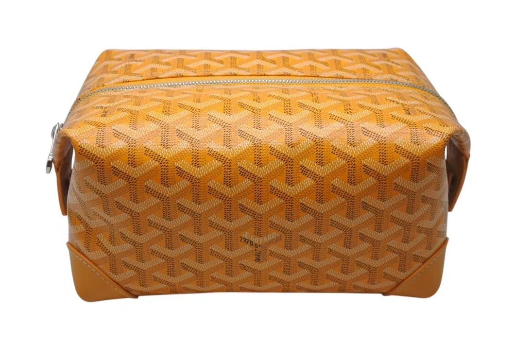 新品同様 GOYARD ゴヤール ボウリング25トイレタリーバッグ クラッチバッグ BOWLIN025TY08CL08P イエロー シルバー金具 中古 4c076399