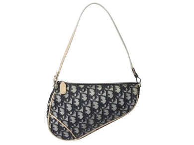 ChristianDior クリスチャンディオール サドルポーチ ワンショルダーバッグ トロッター柄 CR1021 ブラック アイボリー 美品 中古 4c076403