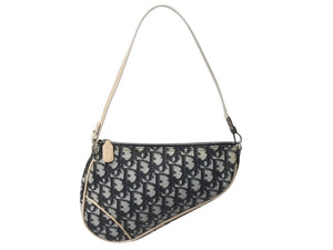ChristianDior クリスチャンディオール サドルポーチ ワンショルダーバッグ トロッター柄 CR1021 ブラック アイボリー 美品 中古 4c076403