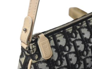 ChristianDior クリスチャンディオール サドルポーチ ワンショルダーバッグ トロッター柄 CR1021 ブラック アイボリー 美品 中古 4c076403