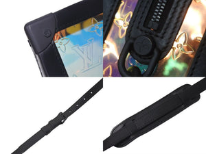極美品 LOUIS VUITTON ルイヴィトン M55932 モノグラム プリズム ソフトトランク ショルダーバッグ レザー ホログラム ブラック 中古 4c076409
