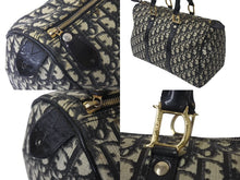 Load image into Gallery viewer, Christian Dior クリスチャンディオール トロッター ボストンバッグ PZ0052 ブラック ゴールド金具 美品 中古 4c076410