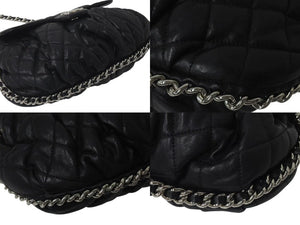 極美品 CHANEL シャネル マトラッセ チェーンアラウンド ショルダーバッグ ブラック 15番台 ラムスキン ココマーク シルバー金具 中古 4c076418