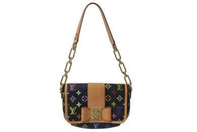極美品 LOUIS VUITTON ルイヴィトン パティ ワンショルダーバッグ M40306 モノグラム マルチカラー ブラック 村上隆 中古 4c076421