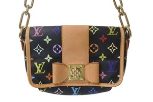 極美品 LOUIS VUITTON ルイヴィトン パティ ワンショルダーバッグ M40306 モノグラム マルチカラー ブラック 村上隆 中古 4c076421