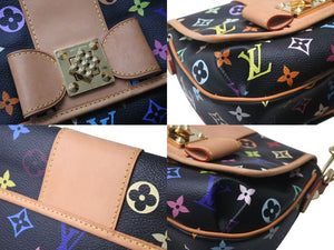 極美品 LOUIS VUITTON ルイヴィトン パティ ワンショルダーバッグ M40306 モノグラム マルチカラー ブラック 村上隆 中古 4c076421