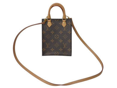 極美品 LOUIS VUITTON ルイヴィトン プティット サックプラ ハンドバッグ M69442 2WAY モノグラム ブラウン ゴールド金具 中古 4c076432