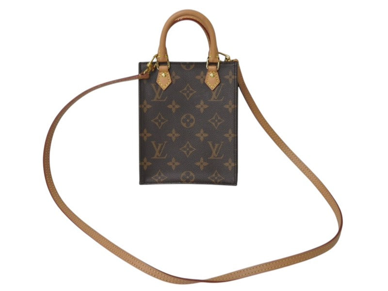 極美品 LOUIS VUITTON ルイヴィトン プティット サックプラ ハンドバッグ M69442 2WAY モノグラム ブラウン ゴールド金具 中古 4c076432