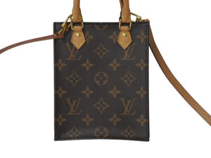 極美品 LOUIS VUITTON ルイヴィトン プティット サックプラ ハンドバッグ M69442 2WAY モノグラム ブラウン ゴールド金具 中古 4c076432