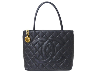 CHANEL シャネル 復刻トートバッグ ハンドバッグ A01804 キャビアスキン 6番台 ブラック ココマーク ロゴ 鞄 ゴールド金具 良品 中古 4c076435
