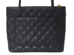 CHANEL シャネル 復刻トートバッグ ハンドバッグ A01804 キャビアスキン 6番台 ブラック ココマーク ロゴ 鞄 ゴールド金具 良品 中古 4c076435