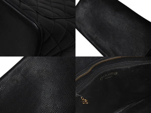 CHANEL シャネル 復刻トートバッグ ハンドバッグ A01804 キャビアスキン 6番台 ブラック ココマーク ロゴ 鞄 ゴールド金具 良品 中古 4c076435