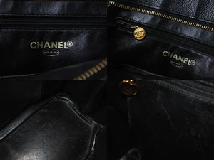 CHANEL シャネル 復刻トートバッグ ハンドバッグ A01804 キャビアスキン 6番台 ブラック ココマーク ロゴ 鞄 ゴールド金具 良品 中古 4c076435