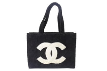 Load image into Gallery viewer, CHANEL シャネル トートバッグ ハンドバッグ 1番台 パイル ココマーク ロゴ ブラック 美品 中古 4c076444