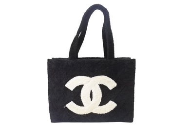 CHANEL シャネル トートバッグ ハンドバッグ 1番台 パイル ココマーク ロゴ ブラック 美品 中古 4c076444