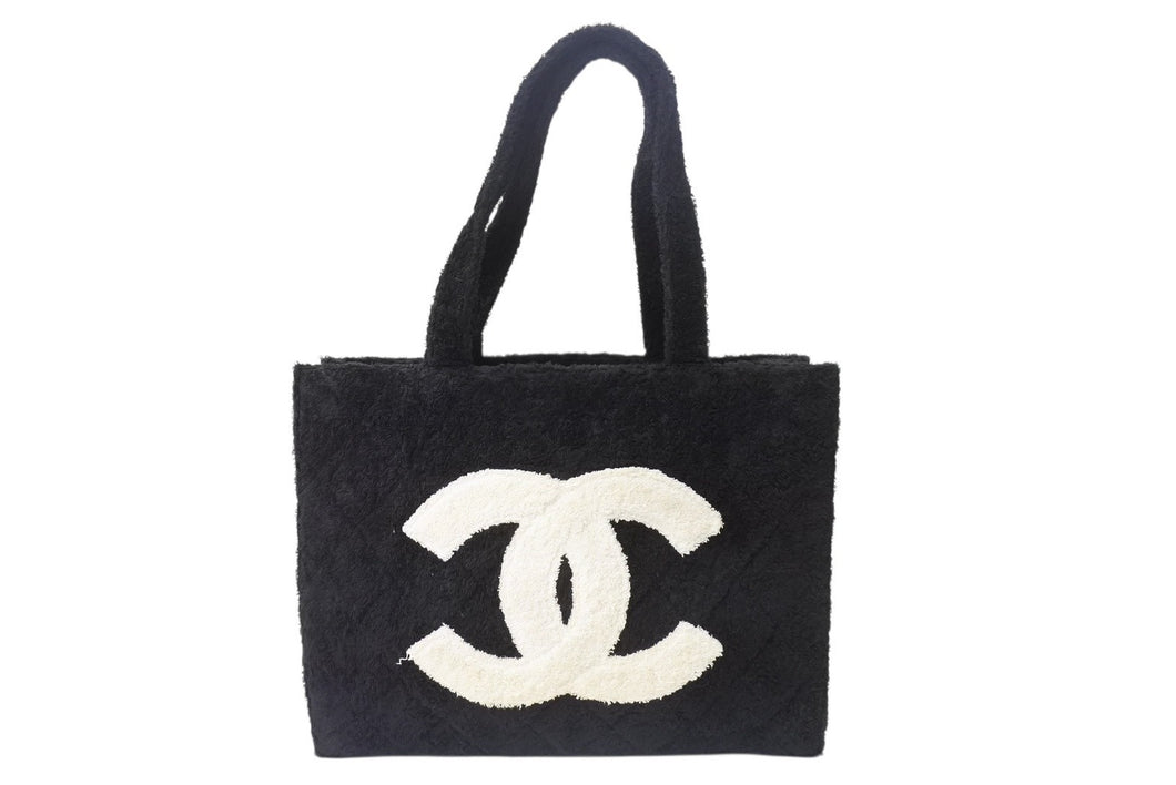 CHANEL シャネル トートバッグ ハンドバッグ 1番台 パイル ココマーク ロゴ ブラック 美品 中古 4c076444