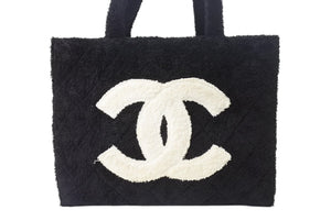 CHANEL シャネル トートバッグ ハンドバッグ 1番台 パイル ココマーク ロゴ ブラック 美品 中古 4c076444
