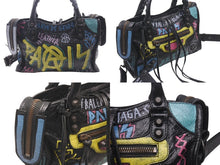 Load image into Gallery viewer, BALENCIAGA バレンシアガ ハンドバッグ グラフィティ クラシックミニシティ ペイント ブラック マルチカラー レザー 300295 美品 中古 4c076455