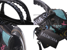Load image into Gallery viewer, BALENCIAGA バレンシアガ ハンドバッグ グラフィティ クラシックミニシティ ペイント ブラック マルチカラー レザー 300295 美品 中古 4c076455
