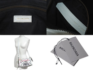 BALENCIAGA バレンシアガ ハンドバッグ グラフィティ クラシックミニシティ ペイント ホワイト マルチカラー レザー 300295 中古 4c076456