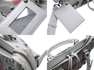 BALENCIAGA バレンシアガ ハンドバッグ グラフィティ クラシックミニシティ ペイント ホワイト マルチカラー レザー 300295 中古 4c076456