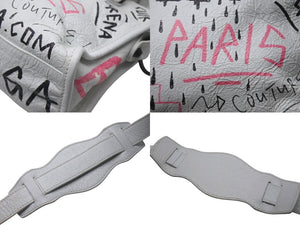 BALENCIAGA バレンシアガ ハンドバッグ グラフィティ クラシックミニシティ ペイント ホワイト マルチカラー レザー 300295 中古 4c076456