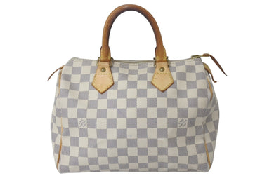 LOUIS VUITTON ルイヴィトン スピーディ25 ハンドバッグ N41371 ダミエアズールキャンバス ホワイト ブラウン 良品 中古 4c076457