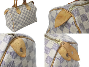 LOUIS VUITTON ルイヴィトン スピーディ25 ハンドバッグ N41371 ダミエアズールキャンバス ホワイト ブラウン 良品 中古 4c076457