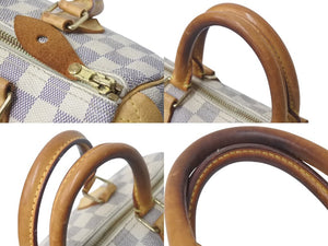 LOUIS VUITTON ルイヴィトン スピーディ25 ハンドバッグ N41371 ダミエアズールキャンバス ホワイト ブラウン 良品 中古 4c076457
