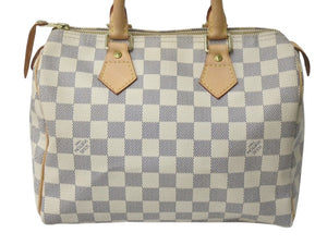 LOUIS VUITTON ルイヴィトン スピーディ25 ハンドバッグ N41371 ダミエアズールキャンバス ホワイト ブラウン 美品 中古 4c076460