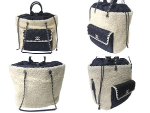 極美品 CHANEL シャネル ラージココネージュ ショッピングバッグ A57582 チェーントートバッグ 26番台 巾着型 ココマーク ボア 中古 4c076462