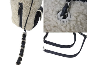 極美品 CHANEL シャネル ラージココネージュ ショッピングバッグ A57582 チェーントートバッグ 26番台 巾着型 ココマーク ボア 中古 4c076462