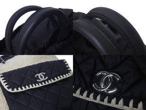 極美品 CHANEL シャネル ラージココネージュ ショッピングバッグ A57582 チェーントートバッグ 26番台 巾着型 ココマーク ボア 中古 4c076462