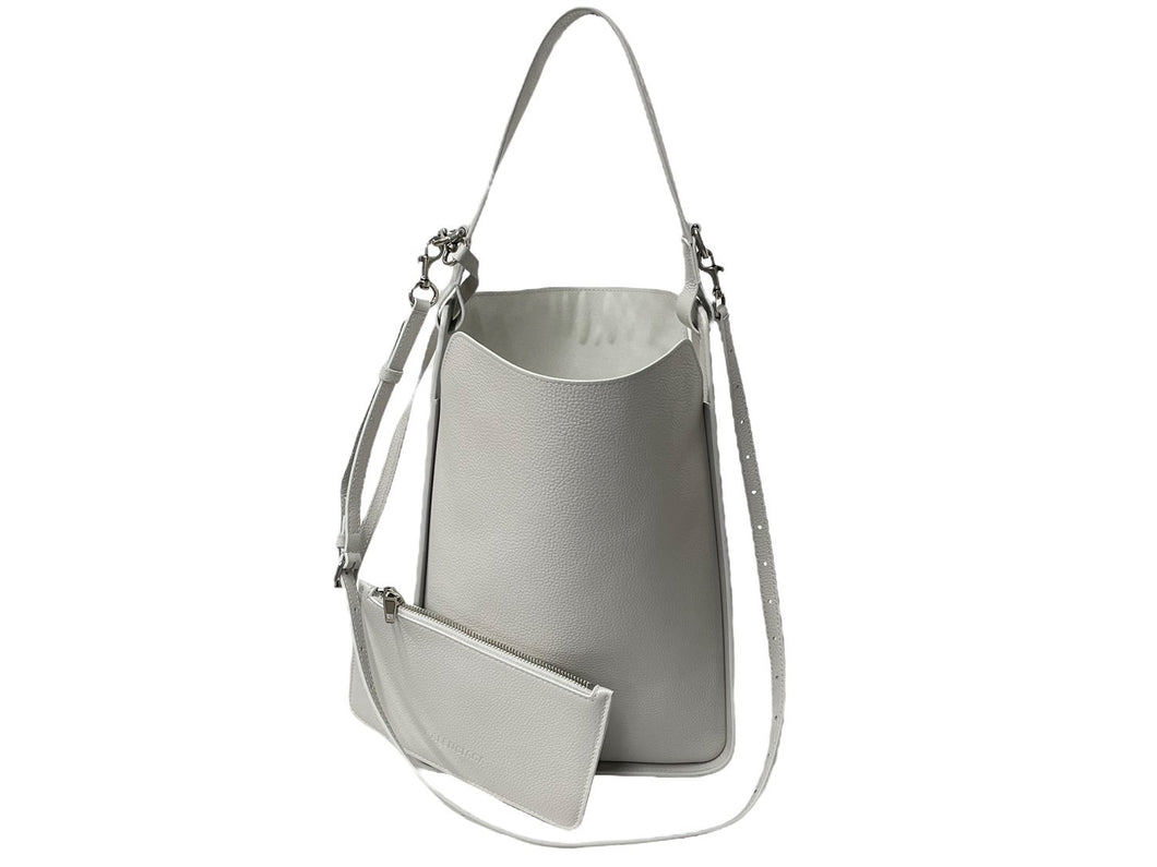 BALENCIAGA バレンシアガ ノースサウス トートバッグ ショルダーバッグ ポーチ付き 659920 レザー ホワイト シルバー金具 美品 中古 4c076464