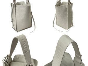 BALENCIAGA バレンシアガ ノースサウス トートバッグ ショルダーバッグ ポーチ付き 659920 レザー ホワイト シルバー金具 美品 中古 4c076464