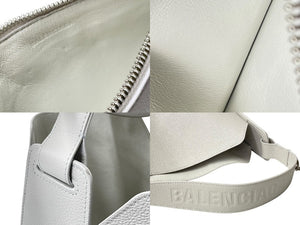 BALENCIAGA バレンシアガ ノースサウス トートバッグ ショルダーバッグ ポーチ付き 659920 レザー ホワイト シルバー金具 美品 中古 4c076464