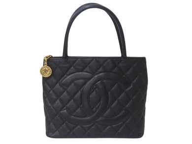 CHANEL シャネル 復刻トートバッグ ハンドバッグ A01804 キャビアスキン 7番台 ブラック ココマーク ロゴ 鞄 ゴールド金具 美品 中古 4c076469