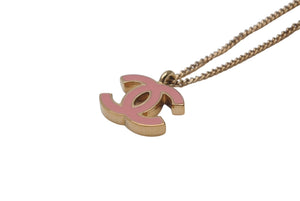 極美品 CHANEL シャネル ココマーク ネックレス ペンダント 重量約6.2g 01A刻印 42cm ゴールド ピンク 真鍮 中古 4c076497