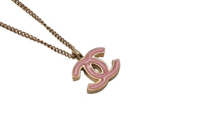 極美品 CHANEL シャネル ココマーク ネックレス ペンダント 重量約6.2g 01A刻印 42cm ゴールド ピンク 真鍮 中古 4c076497