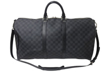 Load image into Gallery viewer, LOUISVUITTON ルイヴィトン キーポルバンドリエール55 ボストンバッグ N41413 ダミエグラフィット キャンバス ブラック 美品 中古 4c076504