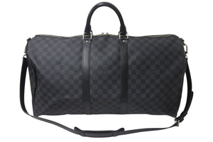 LOUISVUITTON ルイヴィトン キーポルバンドリエール55 ボストンバッグ N41413 ダミエグラフィット キャンバス ブラック 美品 中古 4c076504