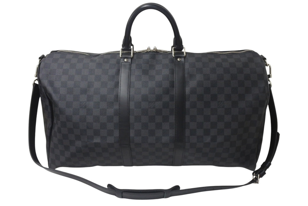 LOUISVUITTON ルイヴィトン キーポルバンドリエール55 ボストンバッグ N41413 ダミエグラフィット キャンバス ブラック 美品 中古 4c076504