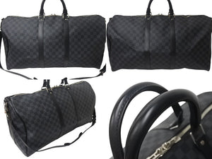 LOUISVUITTON ルイヴィトン キーポルバンドリエール55 ボストンバッグ N41413 ダミエグラフィット キャンバス ブラック 美品 中古 4c076504